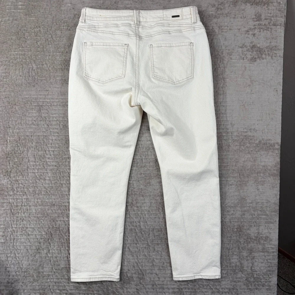 Prana Kara Jeans Womens 8/29 Off White Cream Denim Button Fly‎ Tapered Leg Pants